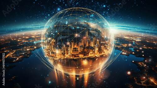 earth and globe of the global network