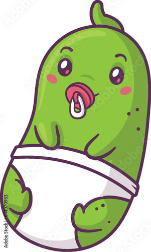 Cute baby pickle character vector cartoon illustration isolated on white