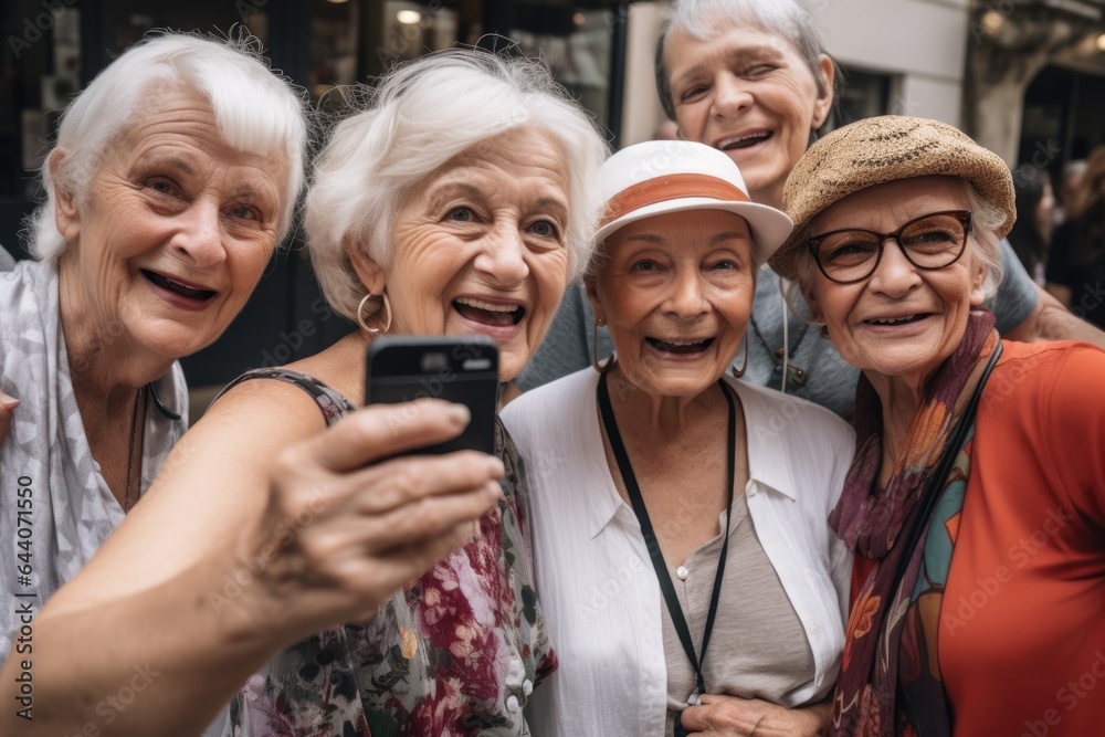 Fototapeta premium shot of a group of seniors taking selfies together
