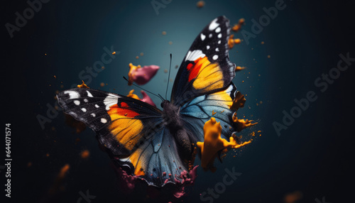 Concept background with butterfly and paint splatter © Алексей Солодков