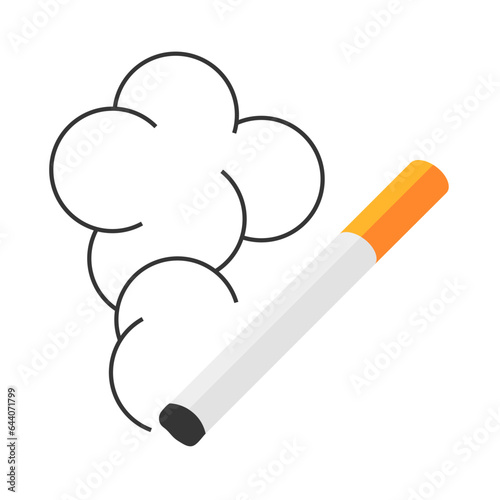 Cigarette flat icon, vector sign of burning cigar