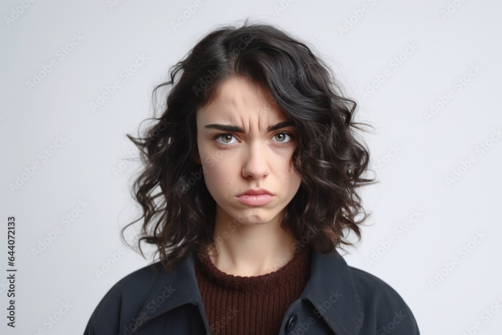 Upset displeased offended young teen girl frown looking at camera. Negative emotion Upset displeased offended young teen girl frown looking at camera. Negative emotion