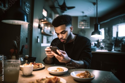 shot of a young man using his smartphone to order food