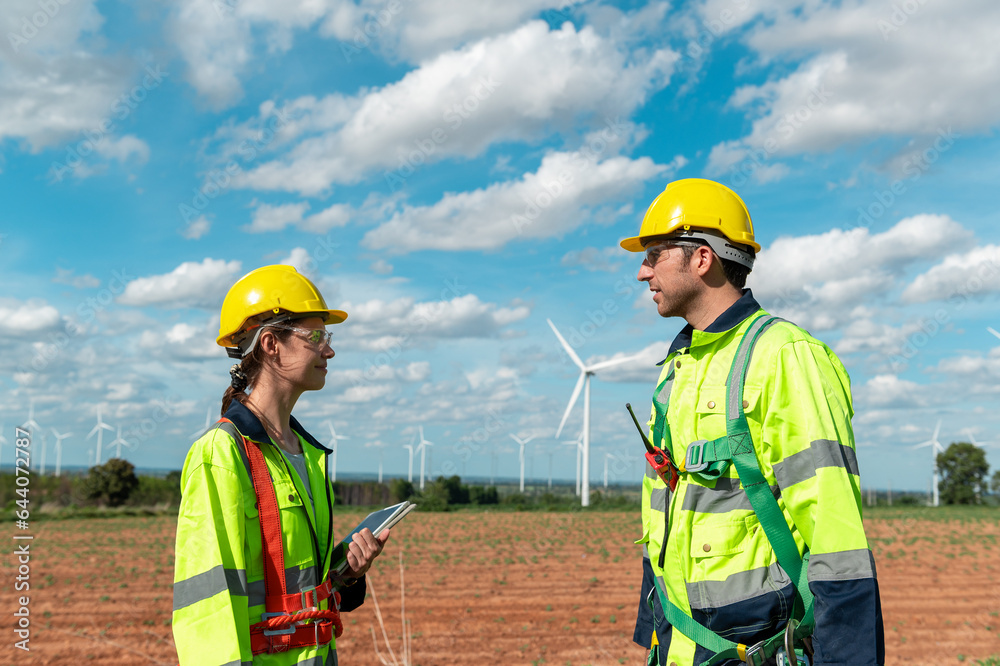 people engineer are wearing a protective helmet on head, using tablet Analytics engineering data people engineer are wearing a protective helmet on head, using tablet Analytics engineering data