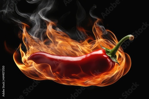 red hot chili peppers with flame and smoke