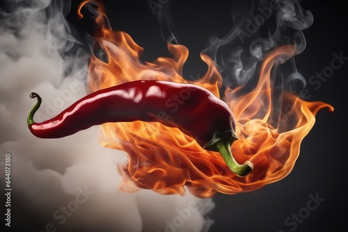 red hot chili peppers with flame and smoke