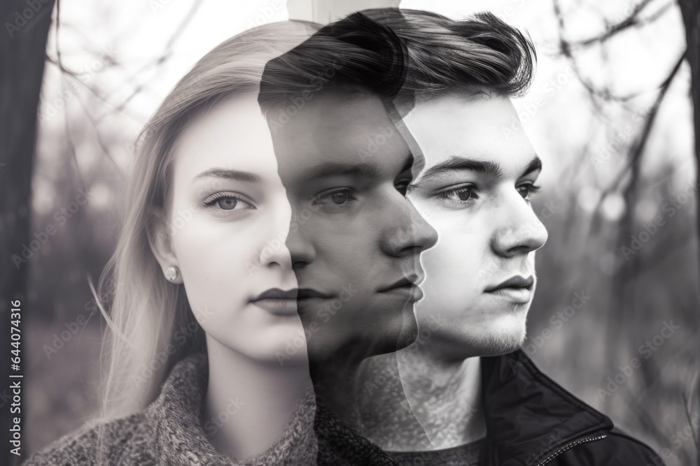composite image of a young couple in black and white composite image of a young couple in black and white