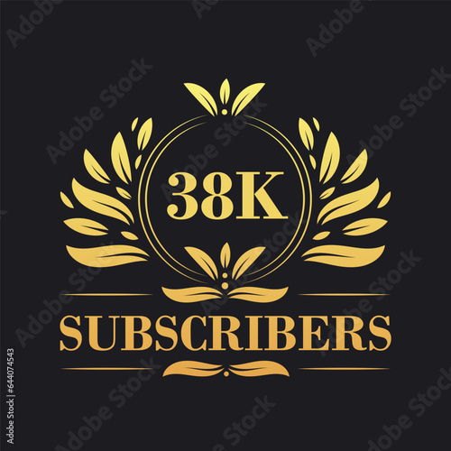 38K Subscribers celebration design. Luxurious 38K Subscribers logo for social media subscribers