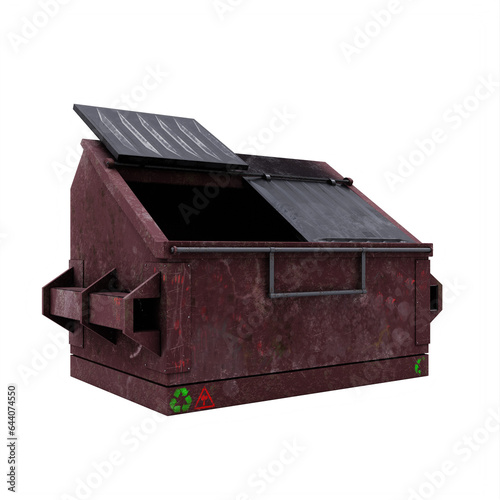 rusty old Garbage dumpster isolated