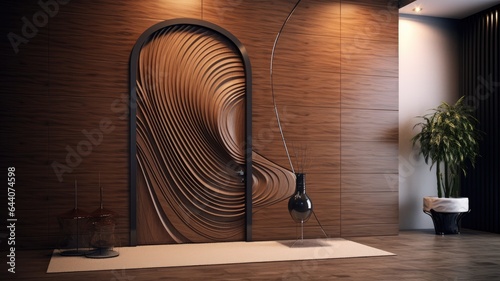 Perfect harmony between the door and the wall as the overall effect of the wood is perfected. Generative AI Technology 