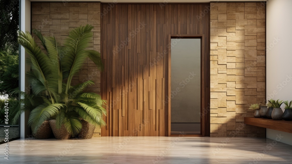 Perfect harmony between the door and the wall as the overall effect of the wood is perfected. Generative AI Technology 