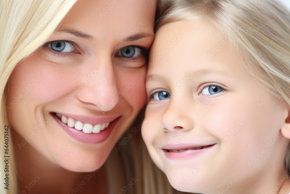 closeup of a caring mother and daughter closeup of a caring mother and daughter