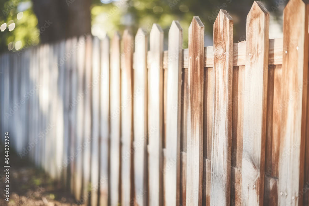 Fototapeta premium Painting wooden fence with brown paint
