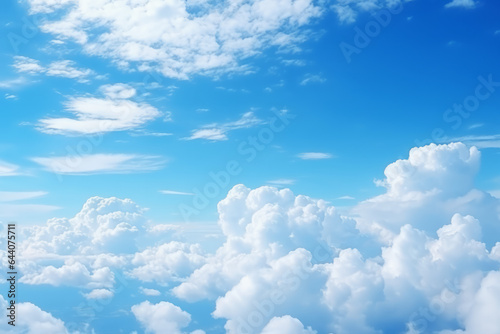 Bright blue sky above the cloud background