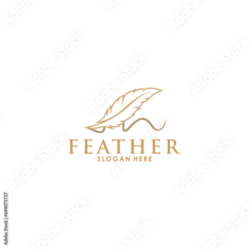 feather logo template vector icon, creative feather logo design