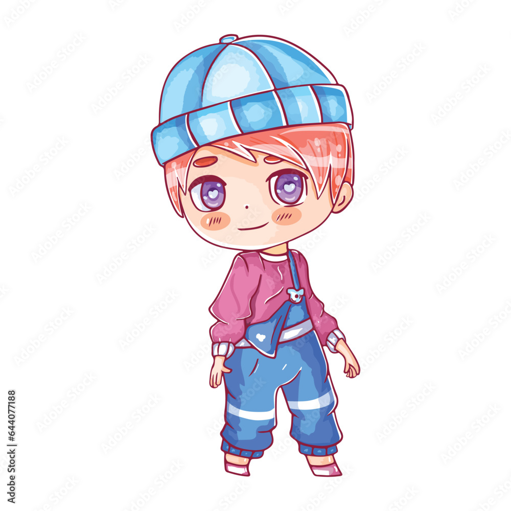 Vector Cartoon Chibi Boy Character isolated illustration Vector Cartoon Chibi Boy Character isolated illustration
