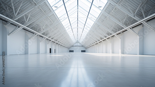 Within the confines of a vacant  sleek white warehouse..