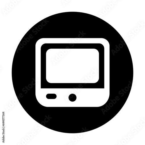 Laptop device depicted with a button icon