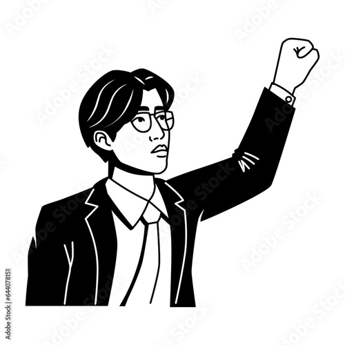 Vector Cartoon Protester Person Character Isolated Illustration photo