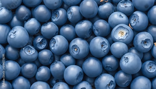 Top View of Fresh Ripe Blueberries on a Uniform White Background: A Delicious and Healthy Berry Arrangement