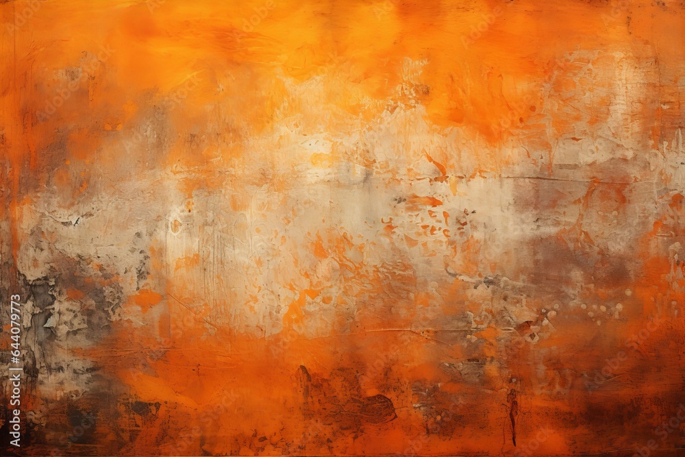 vibrant orange painted surface with playful scratches, solarization charm, Generative AI