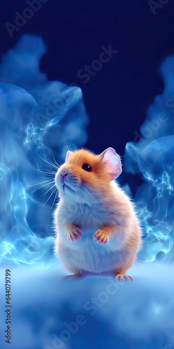 Hamster in a Dreamlike Blue background