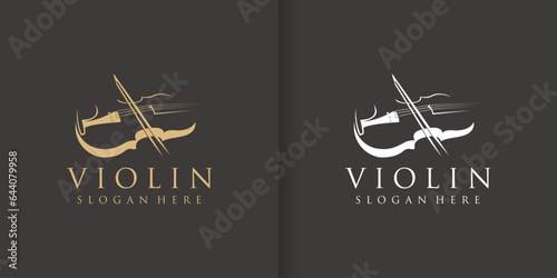Stylized violin icon logo vector. Inspiration for the Violin Contra bass instrument silhouette logo design