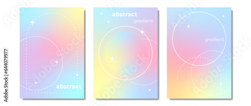 Fluid gradient vector. Cute posters in minimalist style, cover with pastel colorful geometric shapes and liquid color. Modern wallpaper design for social media, poster, print.