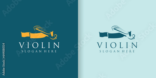 Stylized violin icon logo vector. Inspiration for the Violin Contra bass instrument silhouette logo design