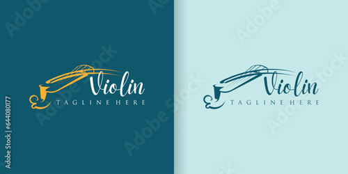 Stylized violin icon logo vector. Inspiration for the Violin Contra bass instrument silhouette logo design