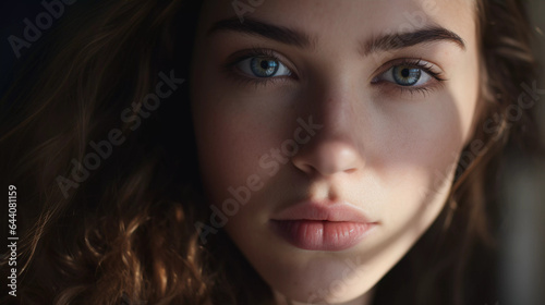 Curly Whispers: Soft Gaze of a Woman with Wavy Hair