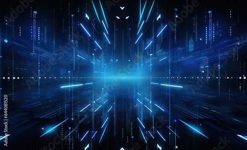 Abstract style on a blue background. futuristic cyberpunk style display, growth arrows