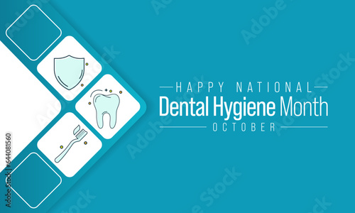 National Dental Hygiene month is observed every year in October, to celebrate the work dental hygienists do, and help raise awareness on the importance of good oral health. Vector illustration