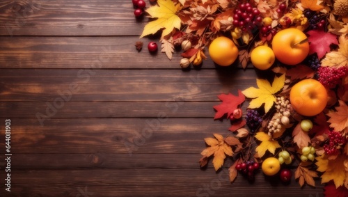 autumn still life with autumn leaves  wooden background
