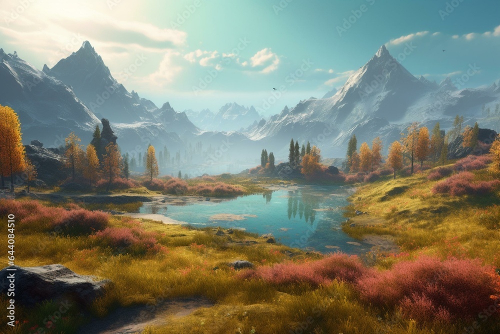 Detailed 4k digital artwork showcasing a picturesque landscape. Generative AI