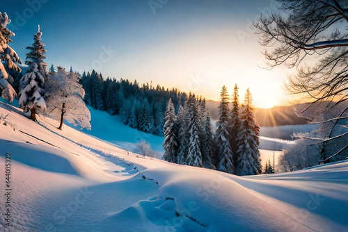 winter sunset in the mountains © Image Studio