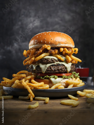 hamburger with french fries