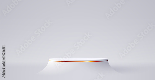Abstract scene background. Cylinder podium on white background. Product presentation, mock up, show cosmetic product, Podium, stage pedestal or platform.