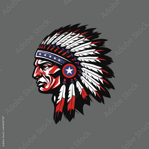 This Native American logo, rendered in vector illustration, celebrates the rich cultural heritage and traditions