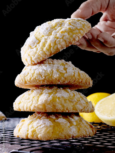 lemon cookies icing sugar sweet delicious yellow