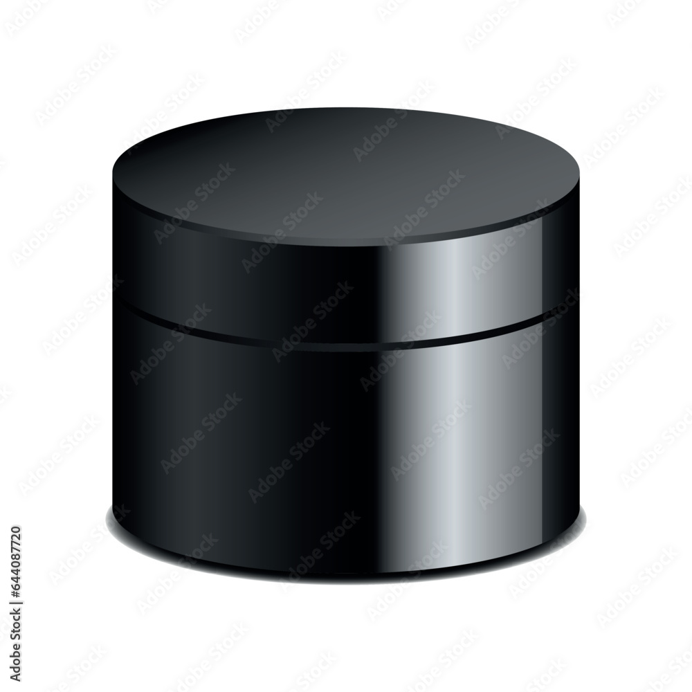 Round Glossy Black Plastic Cosmetic Jar with Cream Lid Round Glossy Black Plastic Cosmetic Jar with Cream Lid