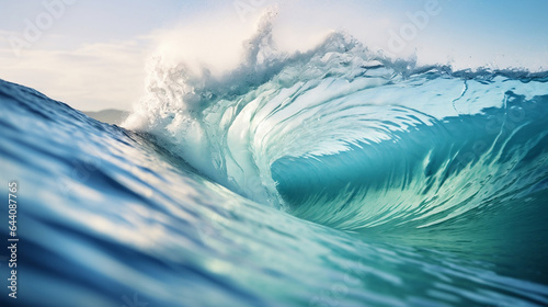 Wzburzony ocean - wielkie spienione fale. Siła wody. Tapeta, tło do baneru. 