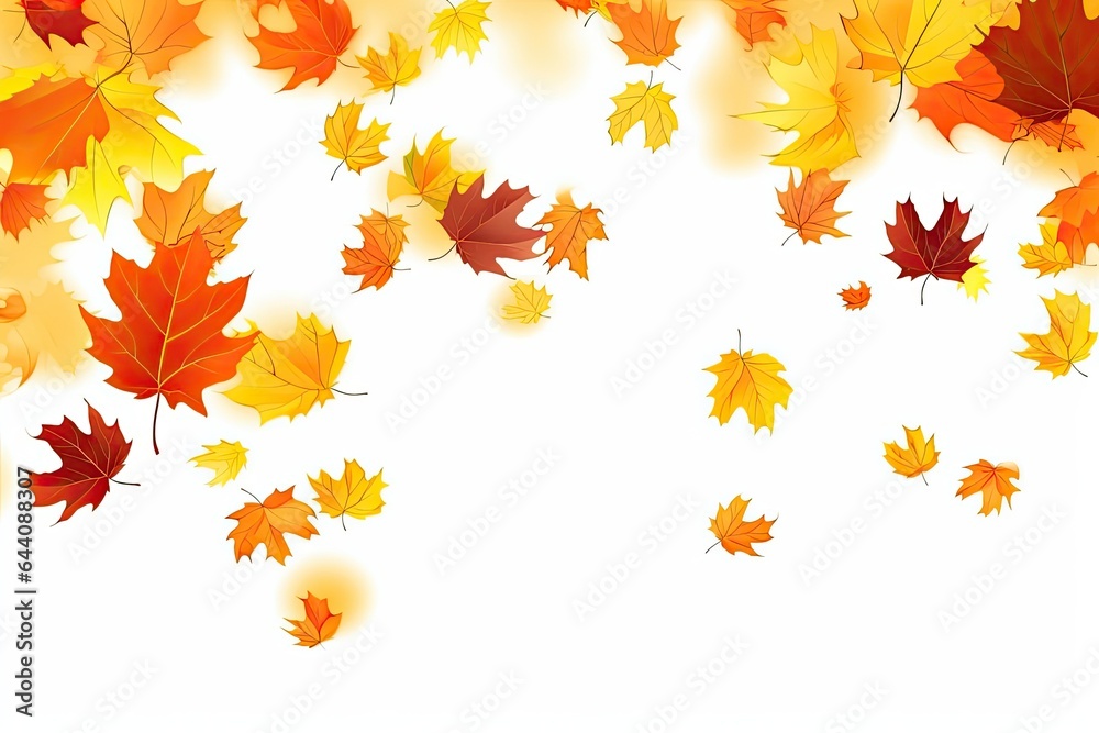 An abstract vector illustration capturing the beauty of autumn with colorful leaves in shades of yellow, orange, and red.