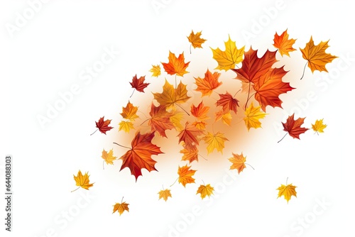 A beautiful autumnal scene with falling leaves in shades of yellow, orange, and red, creating a colorful and natural background.