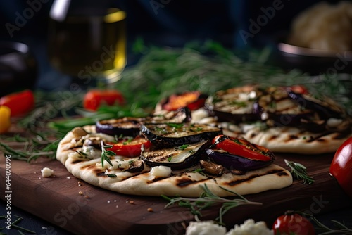 : Grilled vegetable and goat cheese flatbread