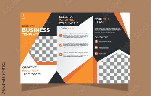 Corporate Business flyer template in A4 size with orange and black elements business template for 3 fold flyer.