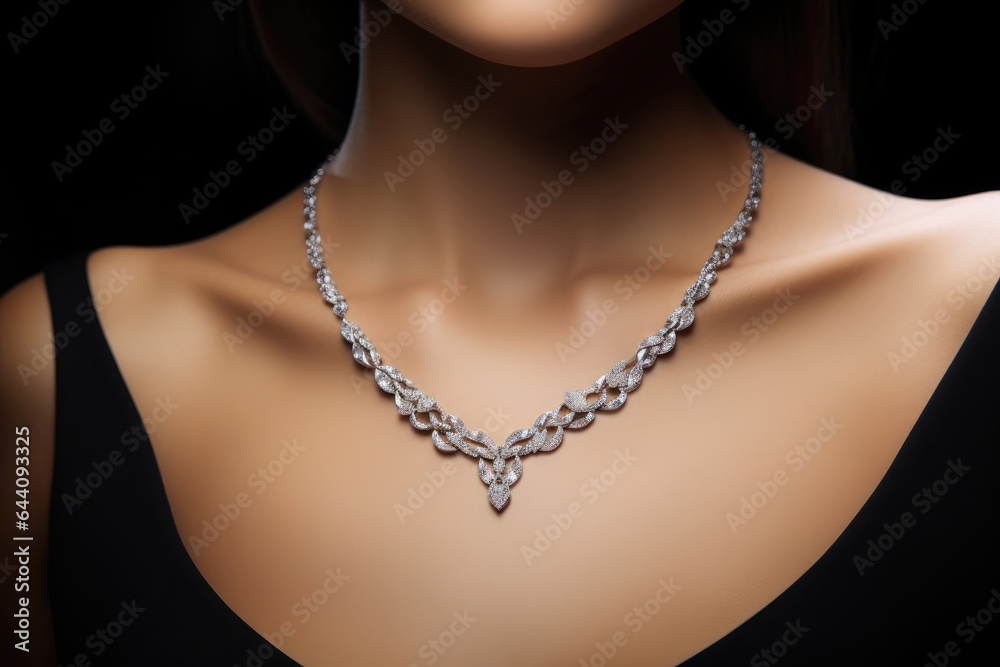 Womens neck with a diamond necklace