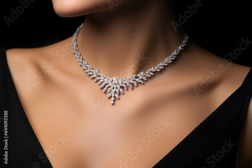 Womens neck with a diamond necklace