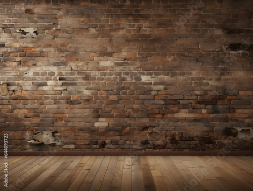 old brick wall and wooden floor photo