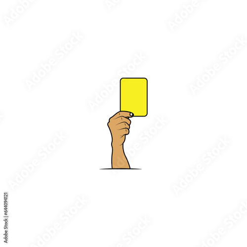 Referee hand showing yellow card vector graphics